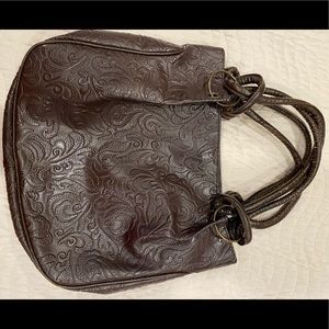 Dark brown faux leather tote